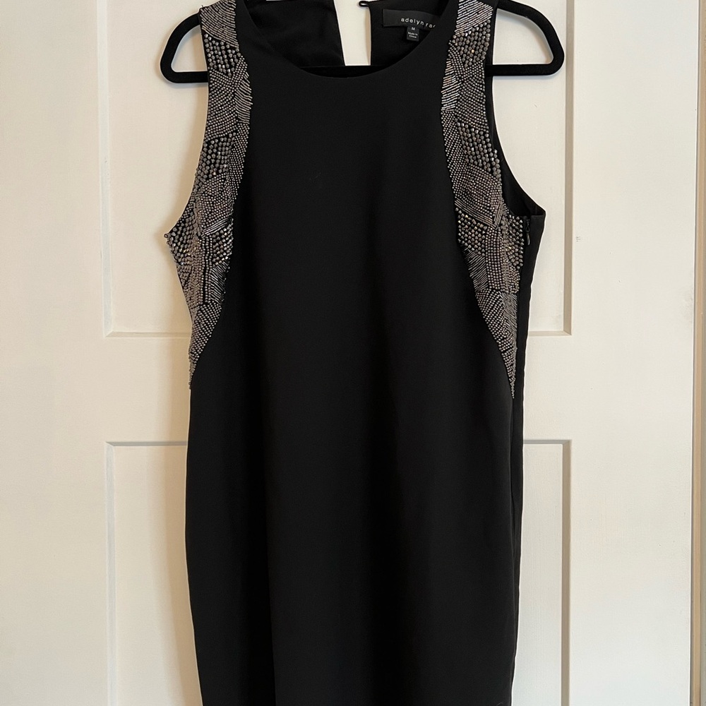 Adelyn Rae Black Tank Dress with Silver Beaded Side Panels